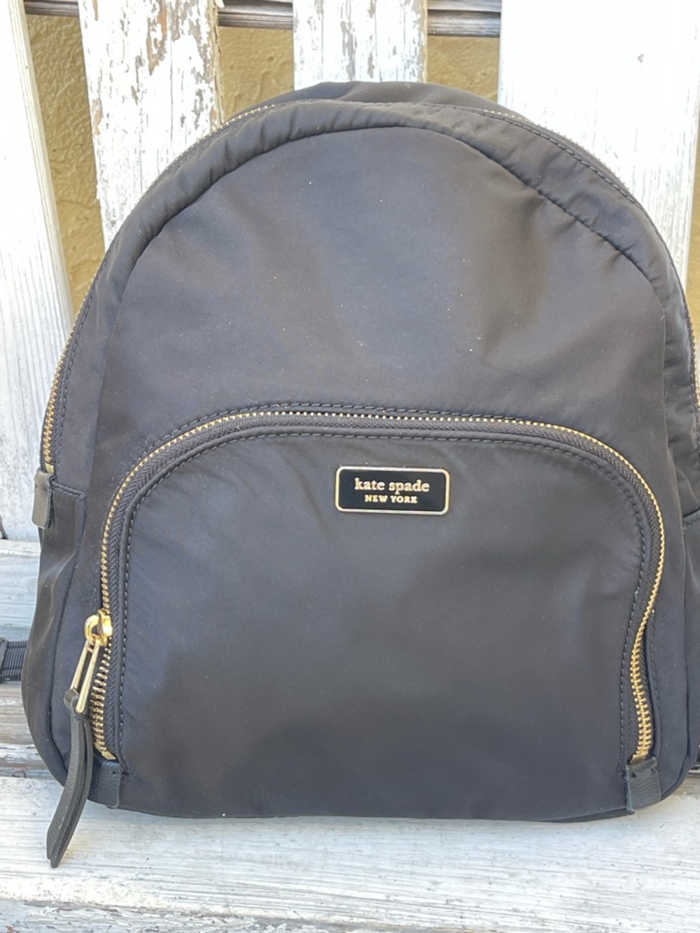 Kate Spade Dawn Medium Backpack Black Nylon Gold Hardware Travel Bag